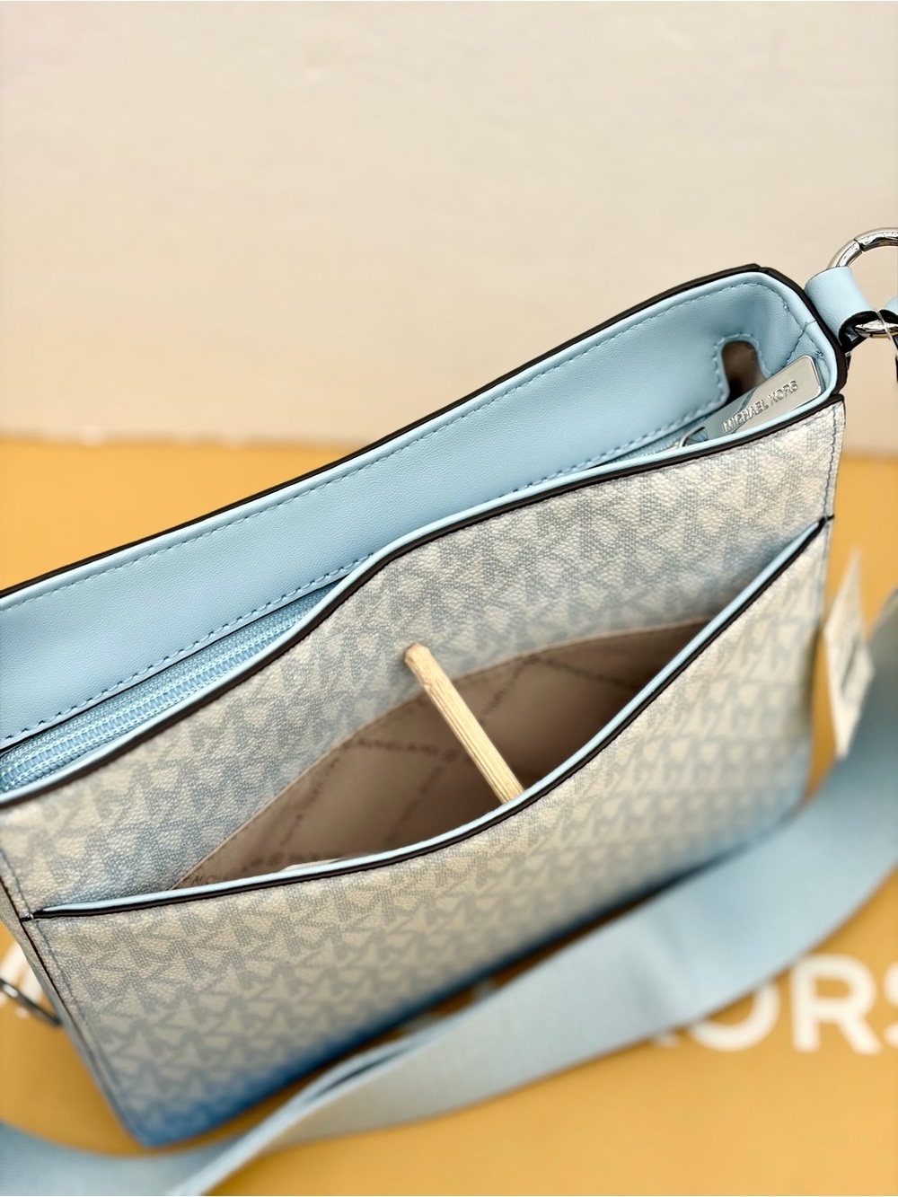 Michael Kors Light Blue Ombré MK Signature Crossbody - Picture 9 of 15